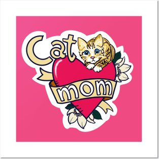 Cat Mom Tattoo Posters and Art